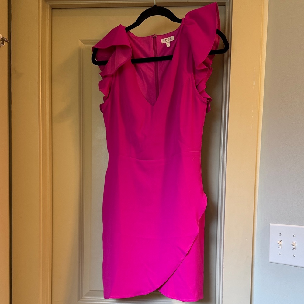 TCEC Vibrant Pink Asymmetrical Dress
